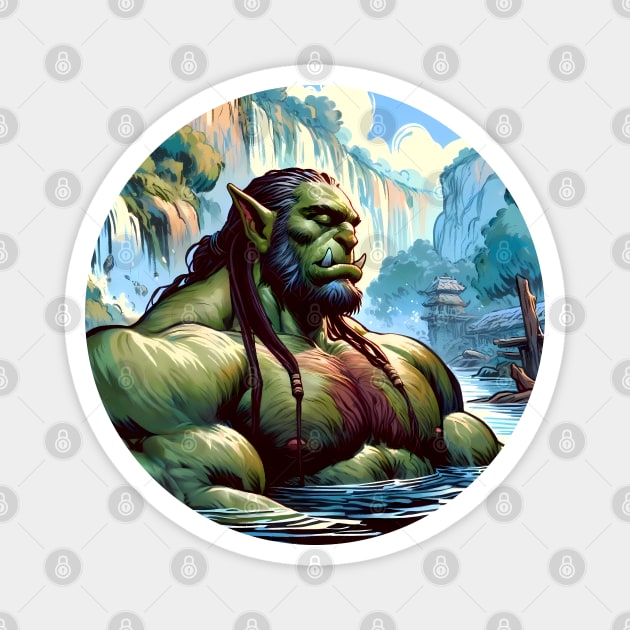 Bathing Orc Muscular Bara Art Magnet by Blue Bull Bazaar